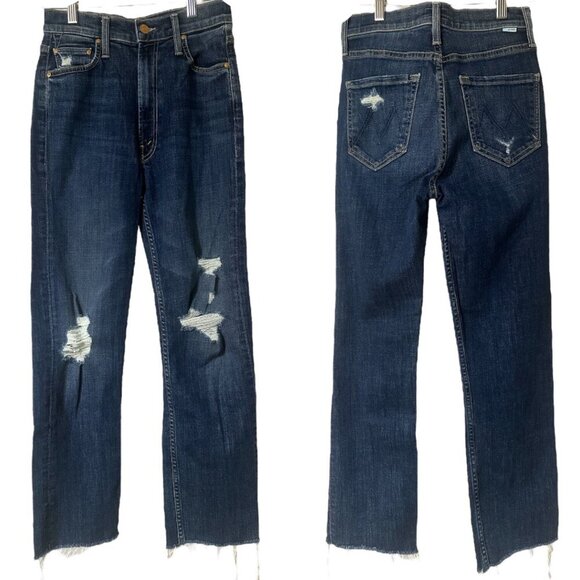 Mother High Waisted Rider Ankle Fray Jeans Size 26 In Wicked Wildflower Wash - Picture 14 of 16